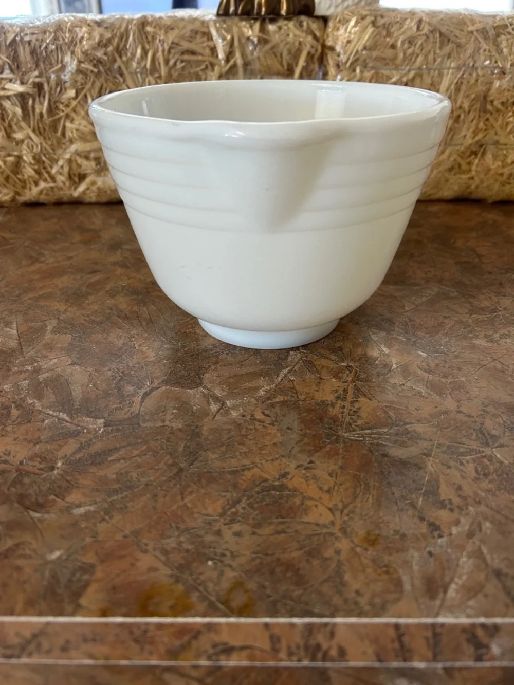 PYREX Vintage Hamilton Beach Milk Glass Mixing Bowl With Spout USA Made